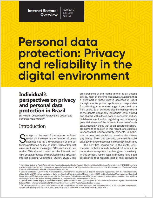 Year XV - N. 2 - Personal data protection: Privacy and reliability in the digital environment